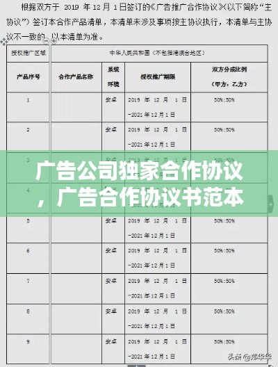 广告公司独家合作协议,广告合作协议书范本简单