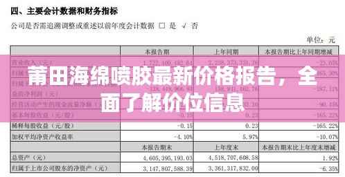 莆田海绵喷胶最新价格报告，全面了解价位信息